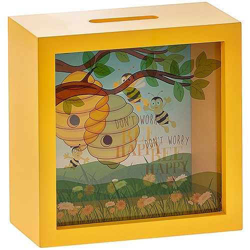 "Don't Worry, Bee Happy" Novelty Bumble Bee Themed Money Box / Piggy Bank