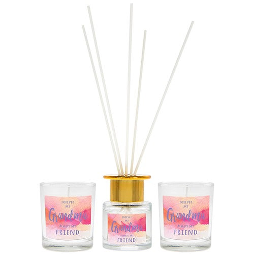"Always my Grandma, Forever My Friend" Pink Lilac Tea Light Candles & Reed Diffuser Gift Set