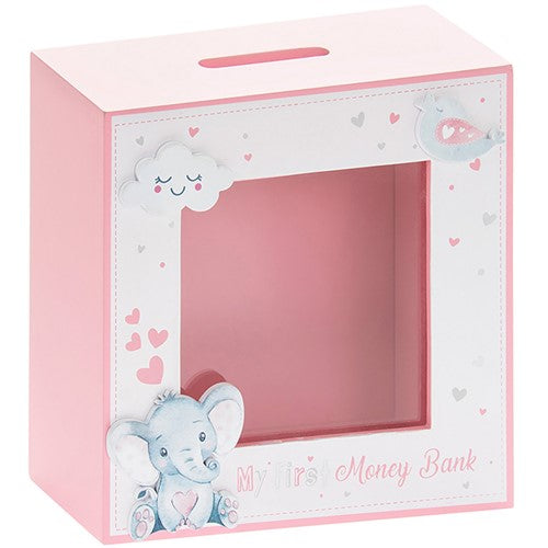 Elephant Novelty Baby Girl / Toddler Keepsake Box Style Money Bank