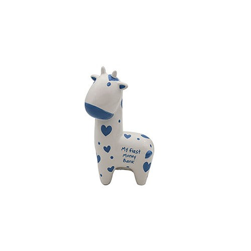 "My First Money Box" Giraffe Shaped Novelty Baby Boy / Toddler Blue & White Ceramic Keepsake Money Box