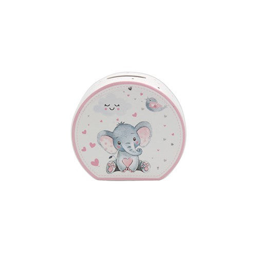 Elephant Baby Girl Novelty Baby Girl / Toddler Pink & White Ceramic Keepsake Money Box