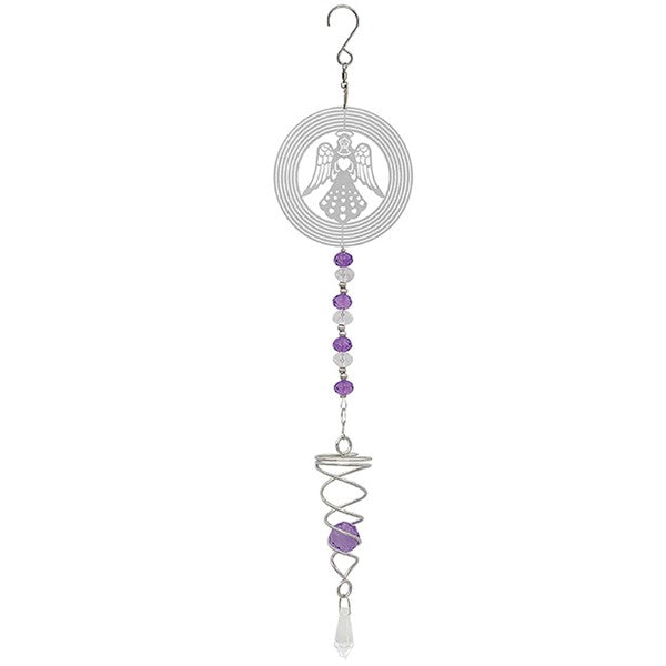 Angel Purple & Clear Crystal Beads Twisted Metal Decorative Dangling Dream / Suncatcher