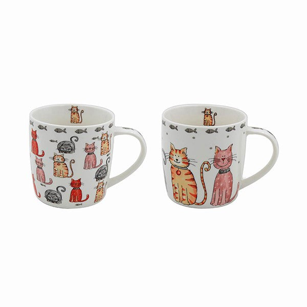 Novelty White Comical Cats Traditional Style Fine China Tea Cup / Mug